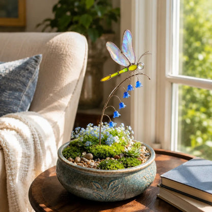Elegant Dragonfly Bluebell Garden Ornament, Unique Outdoor Decor Gift for Garden Lovers