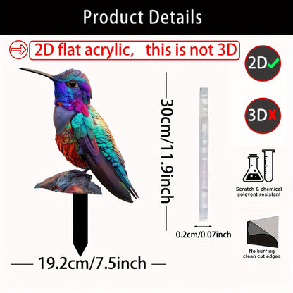 Birdy - Charming Hummingbird Acrylic Garden Indoor and Outdoor 2D Acrylic Decoration