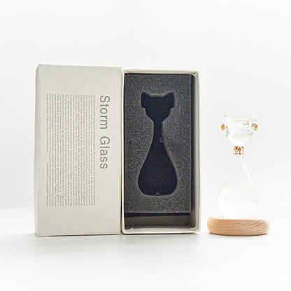 Cat Storm Glass Weather Predictor, Handmade Glass Figurine Desk Decor & Unique Gift