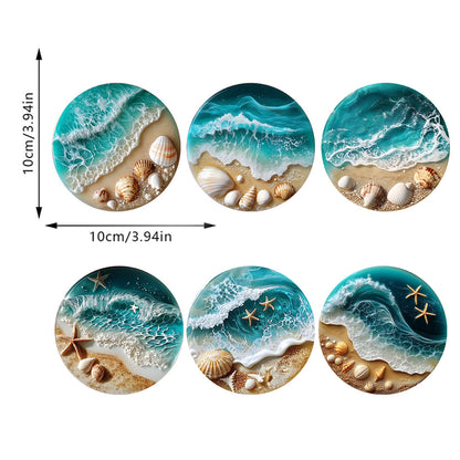 Seay - Fresh Blue Sea Shell Acrylic 2D Flat Coaster House Party Bar Coaster Ornament
