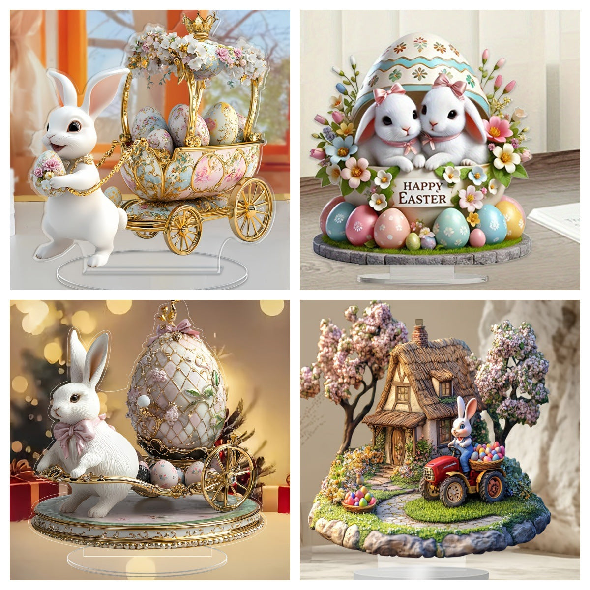 Cross-Border Easter Bunny Egg 2D Flat Acrylic Home Decor