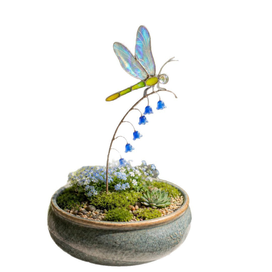 Elegant Dragonfly Bluebell Garden Ornament, Unique Outdoor Decor Gift for Garden Lovers