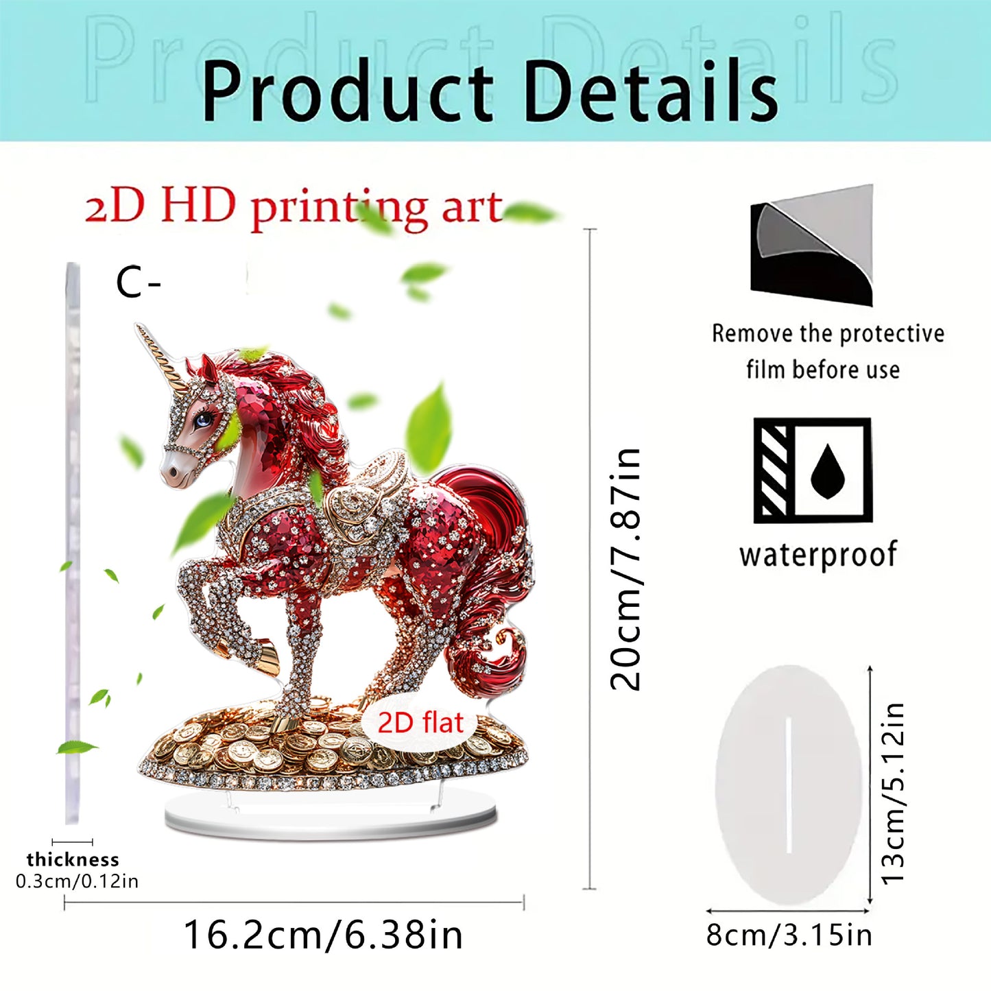 Sparkle Unicorn Acrylic Figurine | Crystal Window Hanging Decor