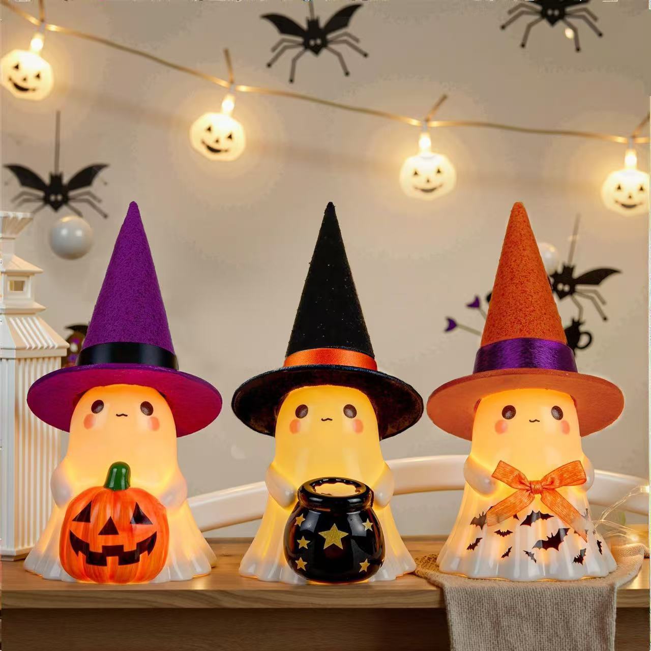 Halloween Glowing Ghost Figurine – Outdoor Standing Resin Porch & Garden Decor