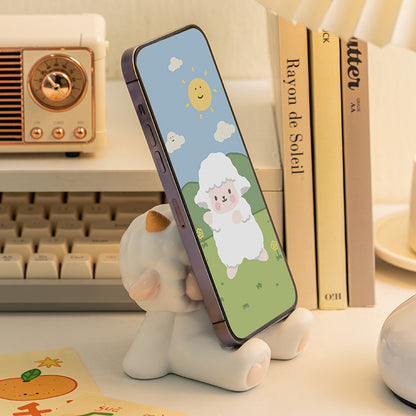 Baa Sheep Phone & Tablet Stand | Cute Resin Desktop Organizer Ornament