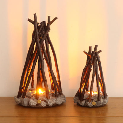 Handmade Branch-Style LED Flame Lamp - Safe & Romantic Desktop Campfire Decor