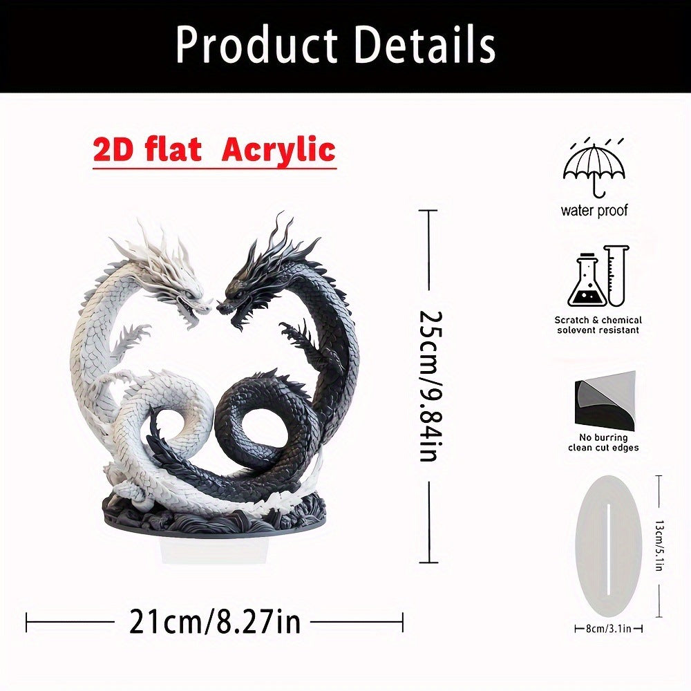 Yin Yang Double Dragon Acrylic Tabletop Decor
