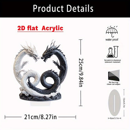 Yin Yang Double Dragon Acrylic Tabletop Decor