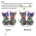 Front and reverse views of Lumi twin-cat 2D acrylic artwork