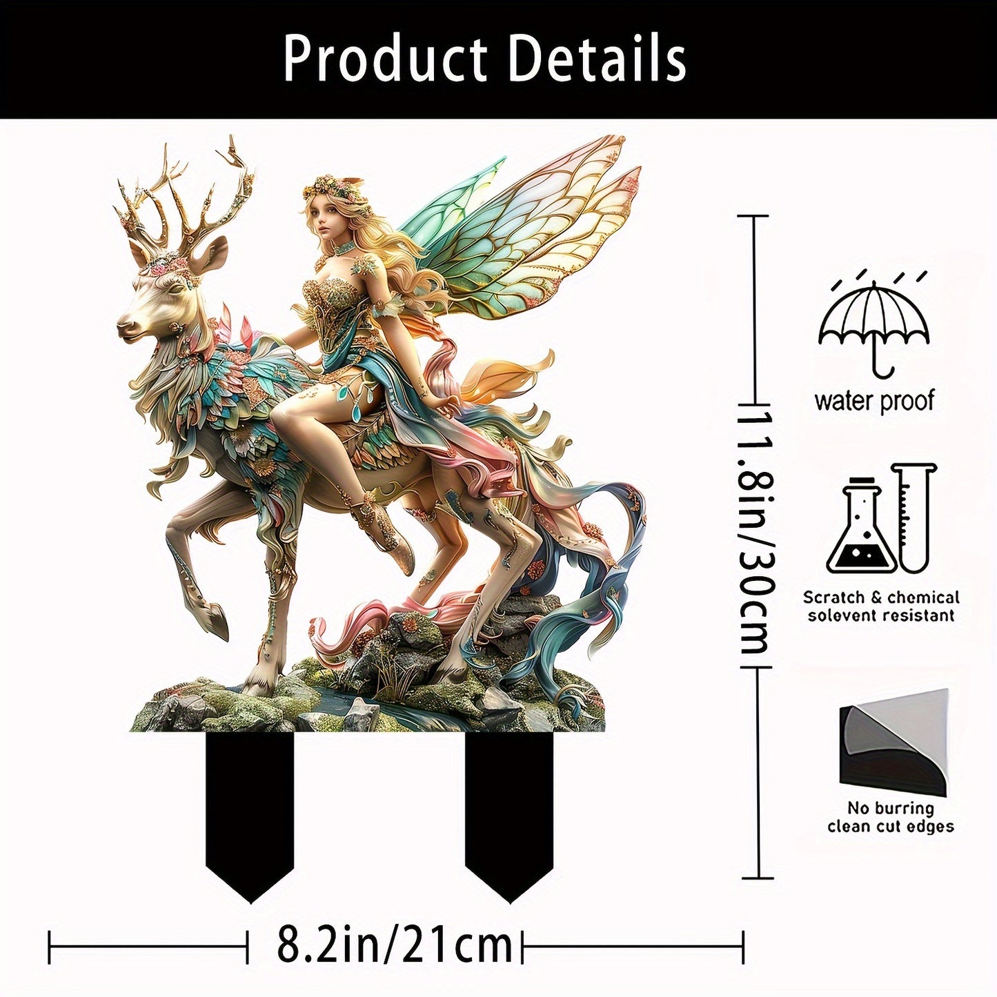 Enchanted Forest Elf & Magic Deer Acrylic Garden Stake