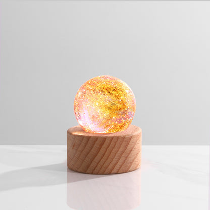 7-Color Crystal Glass Night Light Decor with LED Base