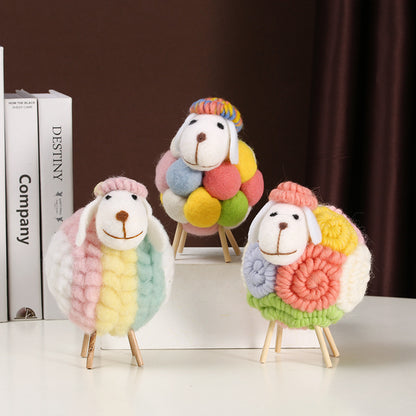 Colorful Sheep Figurine - Cartoon Heart-shaped Lamb Plush Toy