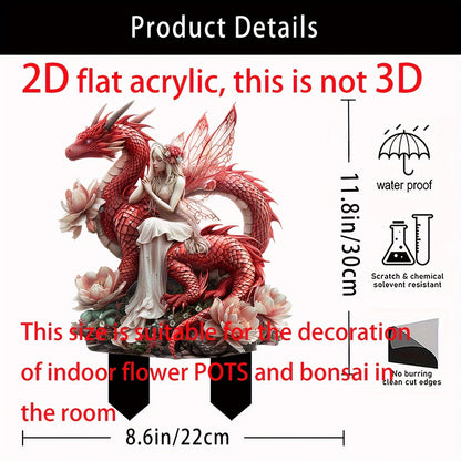 Fantasy Fairy & Dragon 2D Acrylic Tabletop Decor