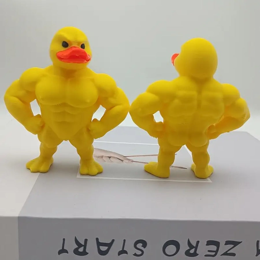 Funny Muscle Duck Statue – Yellow Bodybuilder Gym Duck Desk Hilarious Office Accessories