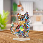 Lumi colorful single-cat acrylic stand on a wooden table