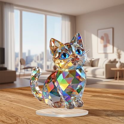 Lumi#2 – Kawaii Acrylic Cat Tabletop Decor for Display