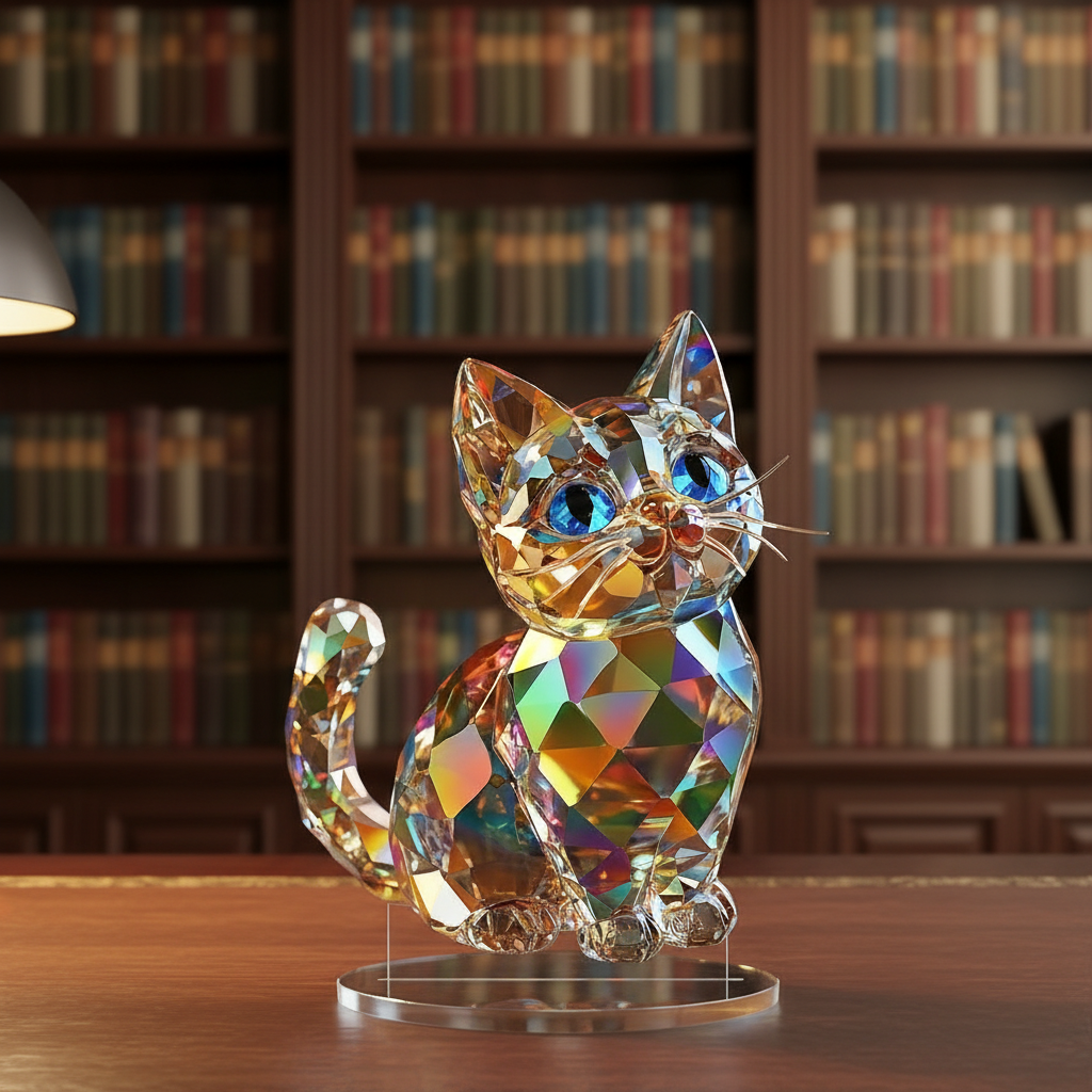 Lumi#2 – Kawaii Acrylic Cat Tabletop Decor for Display