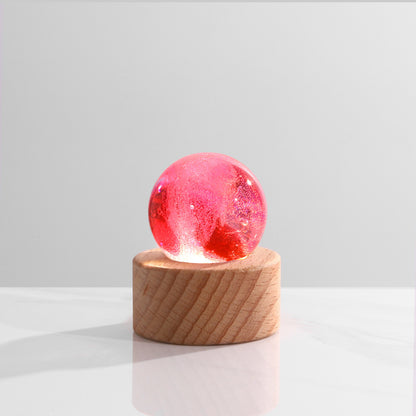 7-Color Crystal Glass Night Light Decor with LED Base