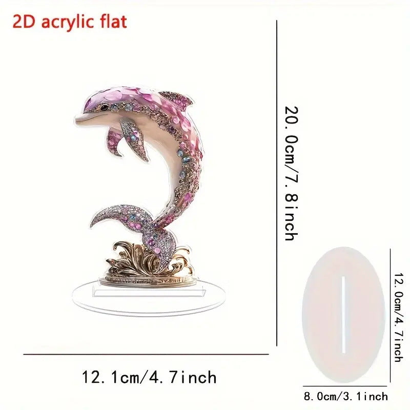 Vibrant Colorful 2D Dolphin Sculpture Decor