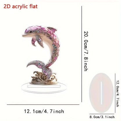 Vibrant Colorful 2D Dolphin Sculpture Decor