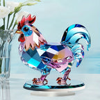 Colorful eagle 2D acrylic tabletop ornament on a round base