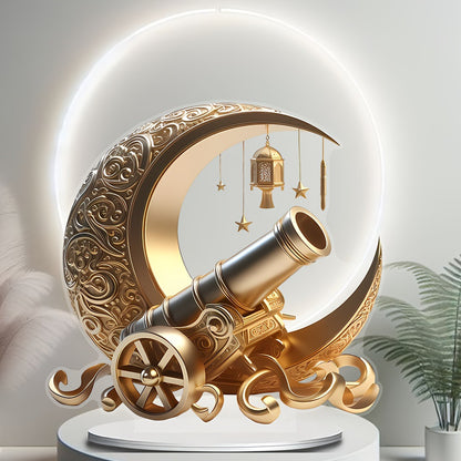 Bohemian Style 2D Acrylic Moon Cannon with Base Decor