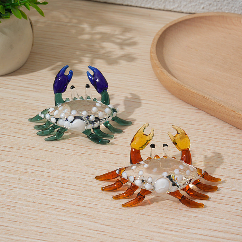 Handmade glass crab ornament aquarium tank landscaping glass sculpture home desktop decoration