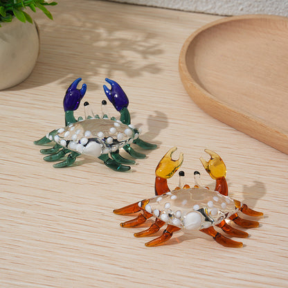 Handmade glass crab ornament aquarium tank landscaping glass sculpture home desktop decoration