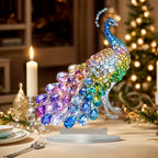 Colorful rooster 2D acrylic tabletop ornament on a round base