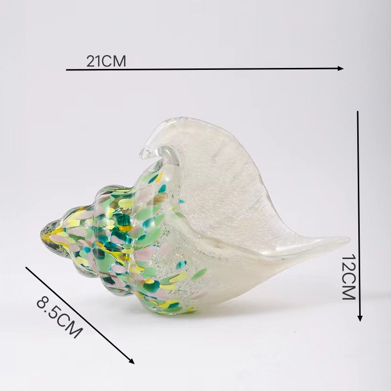 Handmade Glass Sea Shell & Conch Ornaments | Coastal Glass Art Decor
