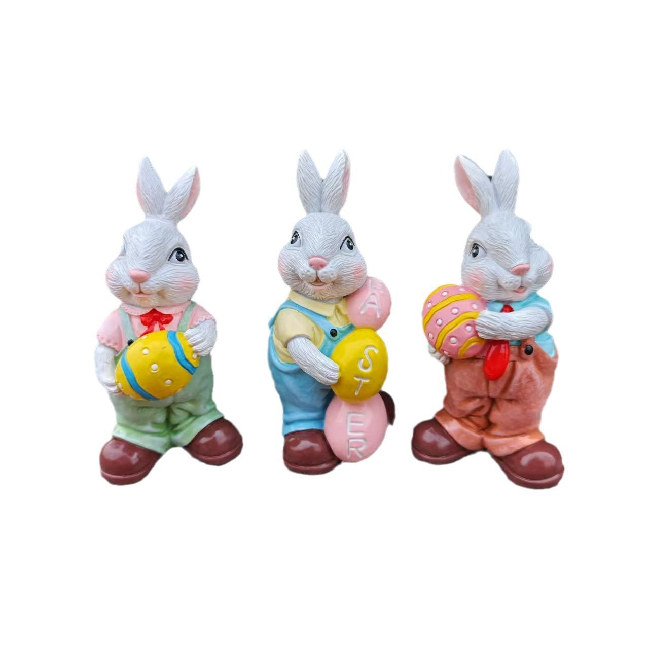 Easter- Cartoon Rabbit Holding Egg Resin Ornament for Home & Garden