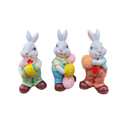 Easter- Cartoon Rabbit Holding Egg Resin Ornament for Home & Garden