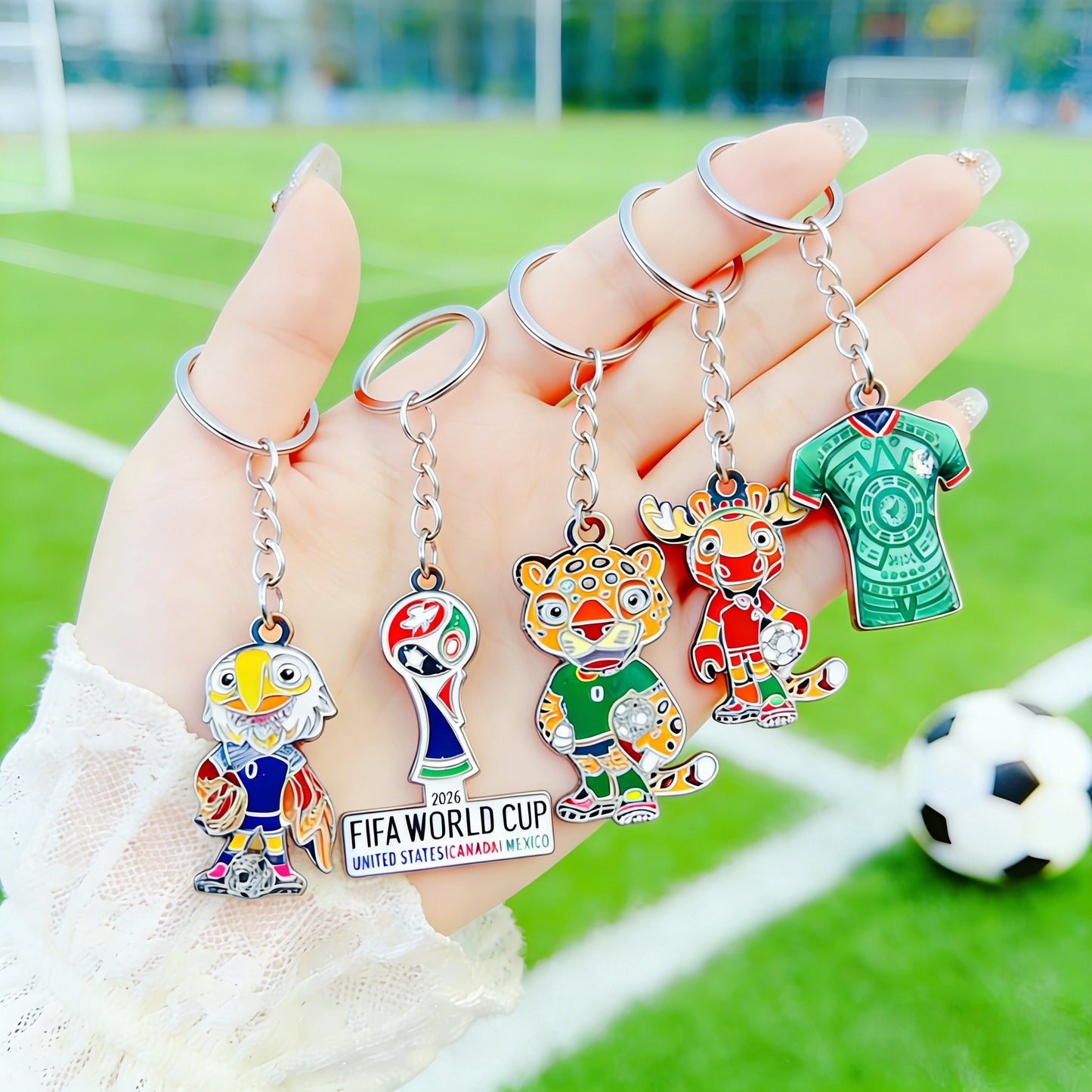 2026 World Cup Mascot Keychain – USA Canada Mexico Football Souvenir