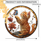 Orange cat and butterfly hanging ornament size guide