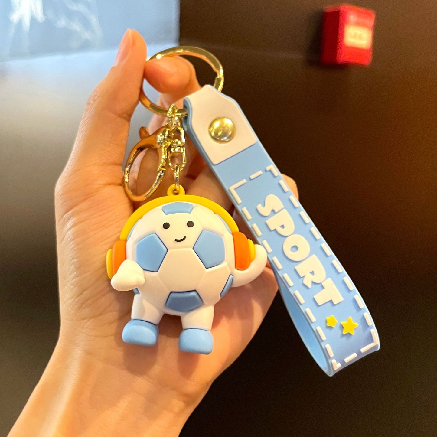 Original Headset Football Doll Keychain Cartoon Cute Football World Cup