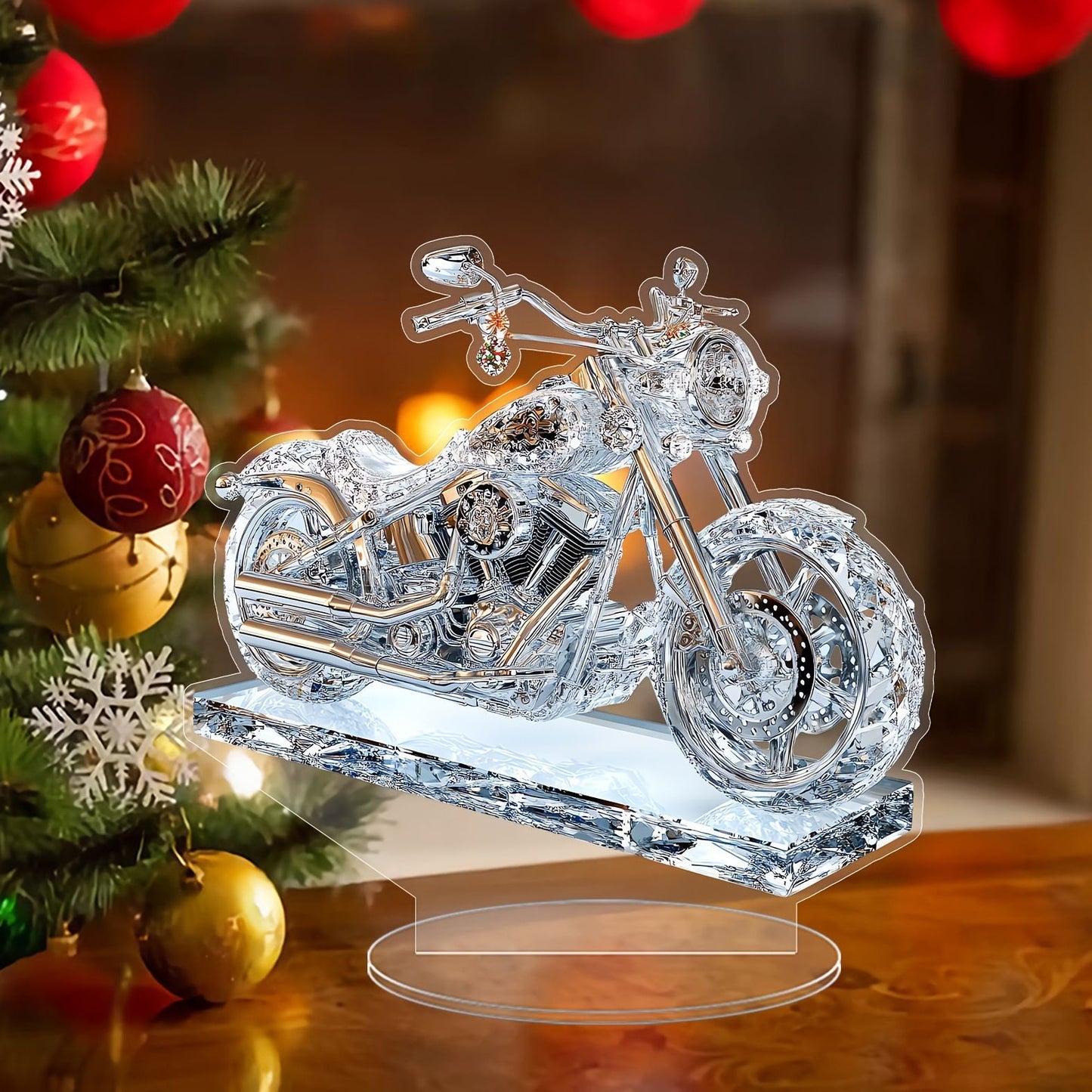 Crystal Clear Motorcycle 2D Desktop Ornament