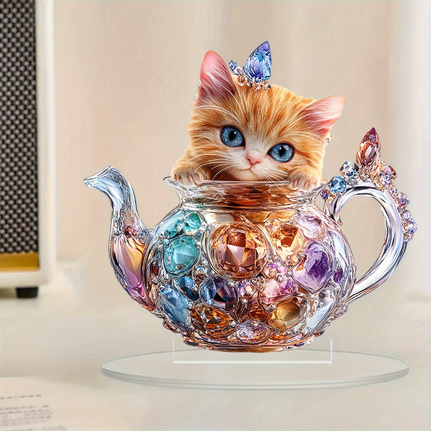 KitTea - Colorful Charming 2D Teapot Cat Tabletop Decor