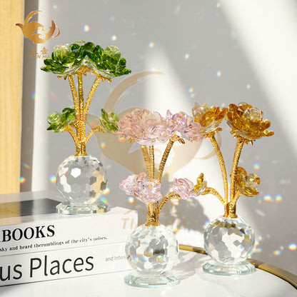 Crystal Pink Rose Decor - Nordic Luxury Living Room Ornament, Birthday Gift