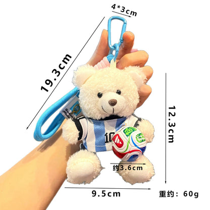 2026 World Cup Teddy Bear Keychain – Cute Football Bag Charm Fan Gift