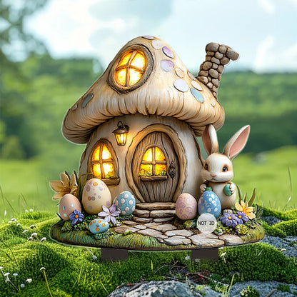 Fairy Tale Forest Mushroom House Ground-Standing 2D Acrylic Garden and Yard Lawn Flower Pot Decorative Accent