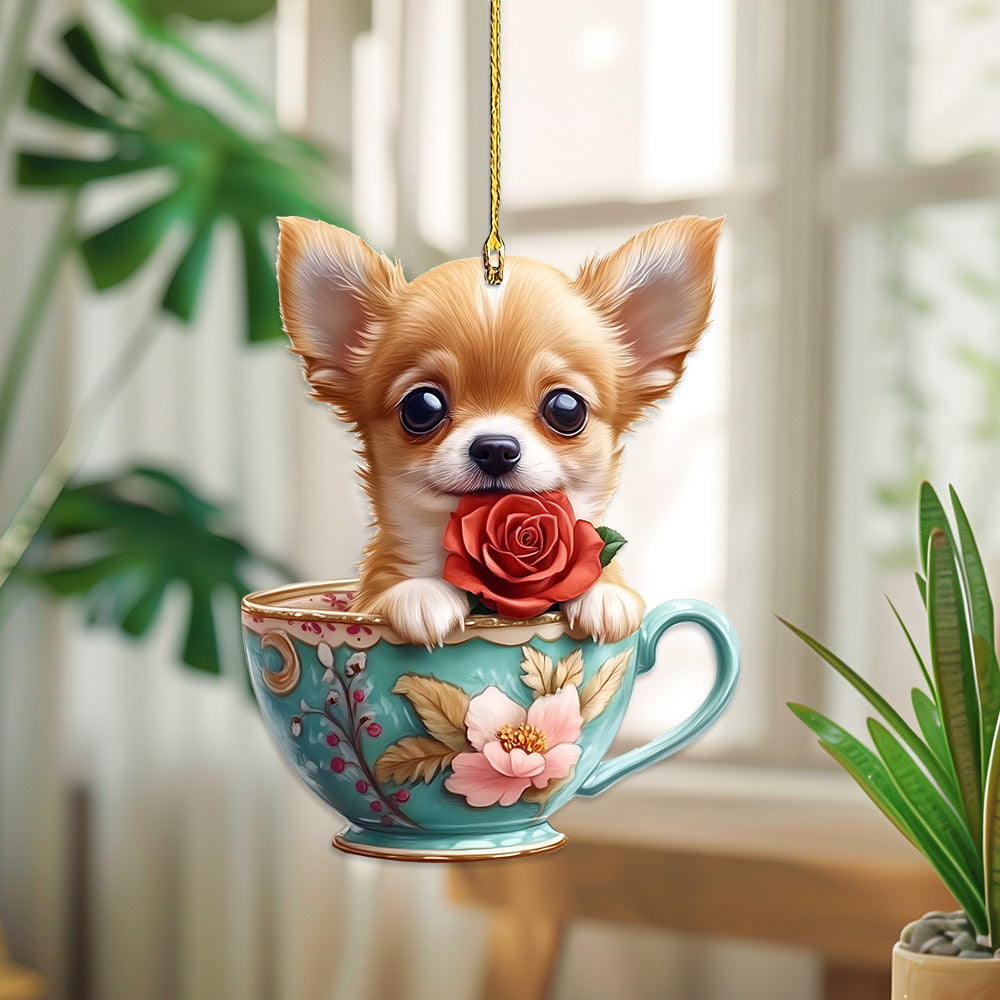 Cute 2D Cat Acrylic Charm Crown Keychain