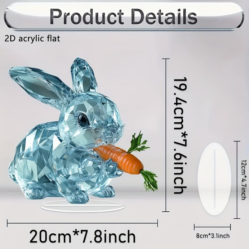 Cute Easter Crystal Rabbit 2D Acrylic Ornament – Thanksgiving & Spring Home Décor