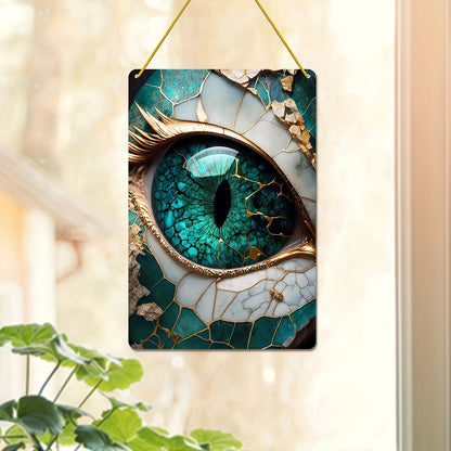Turquoise Eye Wall Hanging Decor – Kintsugi-Inspired Surreal Art
