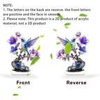 Front and reverse views of flat hummingbird acrylic ornament
