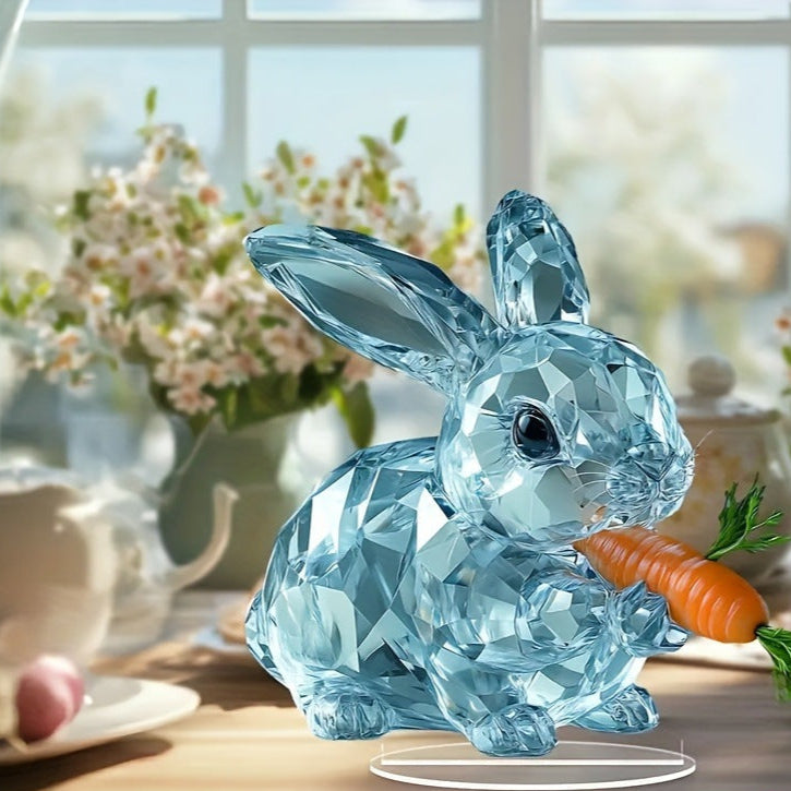 Cute Easter Crystal Rabbit 2D Acrylic Ornament – Thanksgiving & Spring Home Décor