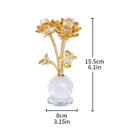 Crystal Pink Rose Decor - Nordic Luxury Living Room Ornament, Birthday Gift