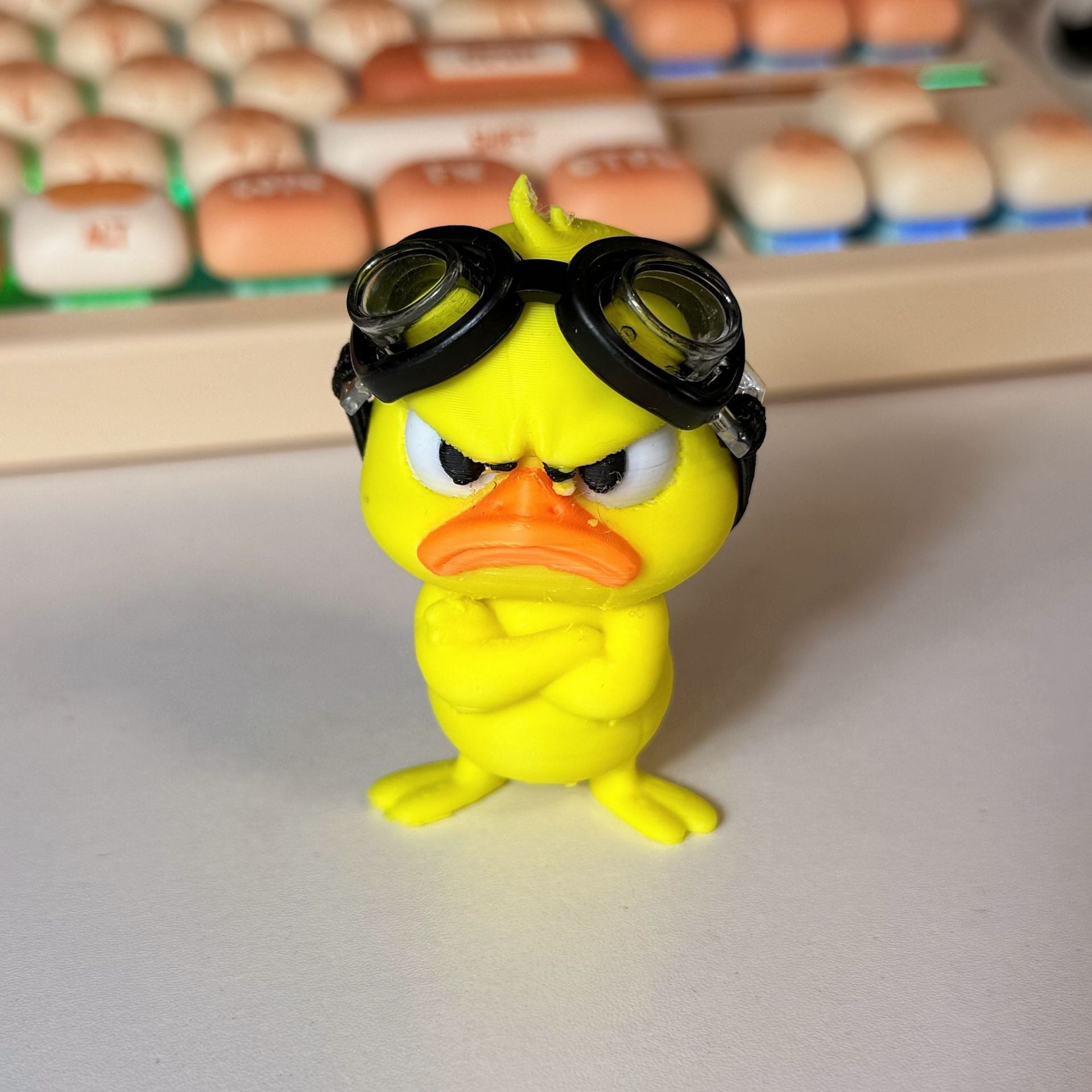 Trendy Shrugging Duck Figure | Swimming Goggles Shoulder Shrug Decoration | Creative Desktop Ornament Gift & Stress Relief Toy