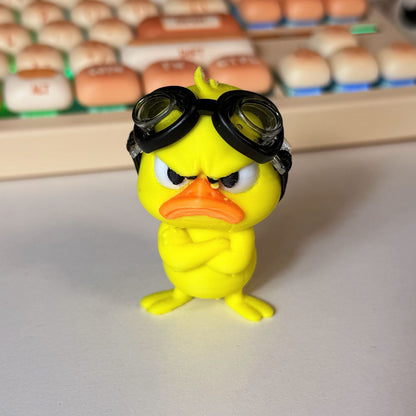 Trendy Shrugging Duck Figure | Swimming Goggles Shoulder Shrug Decoration | Creative Desktop Ornament Gift & Stress Relief Toy