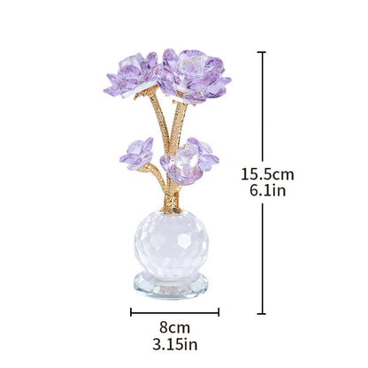 Crystal Pink Rose Decor - Nordic Luxury Living Room Ornament, Birthday Gift