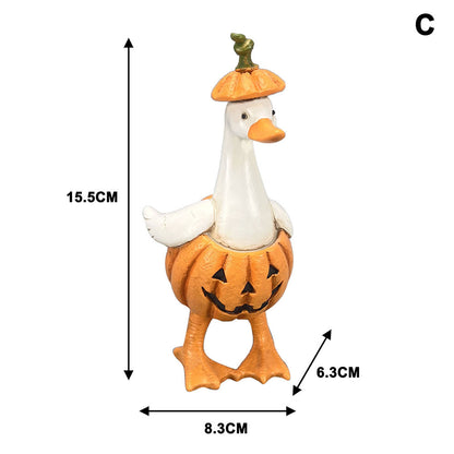 Halloween Duck Figurine Collection – Mummy, Pumpkin, Reaper, Witch & Ghost Resin Desk Decor